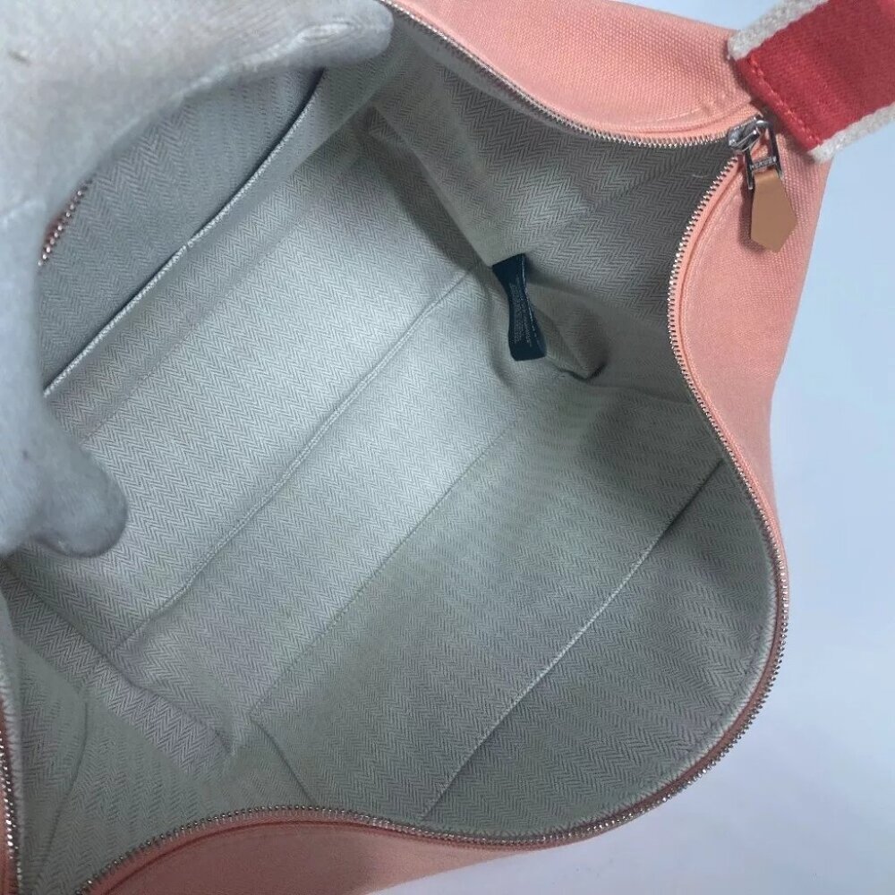 HERMES Bridua Black GM bag vanity bag pouch Hand Bag Canvas pink - Picture 12 of 16